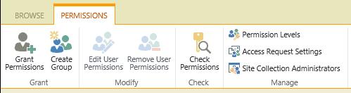 From the Site permissions of the top level site in the site collection, choose Create Group 2.