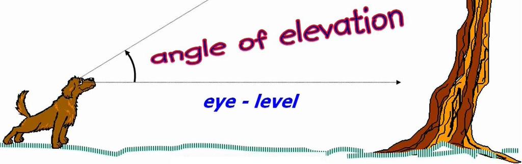 E) Angles of Elevation and Depression The angle of elevation is used when looking up at an object. It is the angle between looking straight ahead and then lifting your eyes to the object.