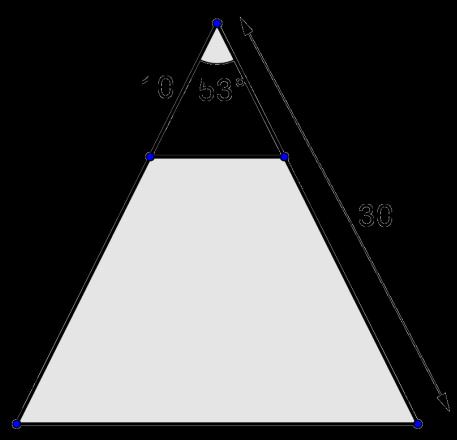 236. Both triangles (large and smaller inset) are isosceles. Find the area of the shaded trapezoid to the nearest tenth of a square unit. 237.