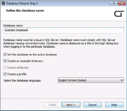 Database basic information Setup the following basic information for the database as needed: Database name Defines the name for the database used with CustomTools.