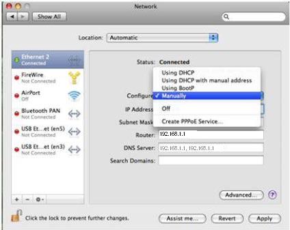 STATIC Mode If you do not wish to use automatic assignment of IP Addresses and wish to configure your Router manually, your computer must have a static IP address within the Router s subnet.