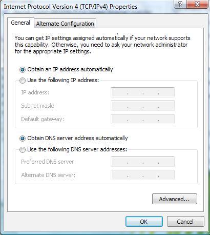 Windows Vista DHCP Mode To set your PC for DHCP mode, click properties of your Local Area Connection.