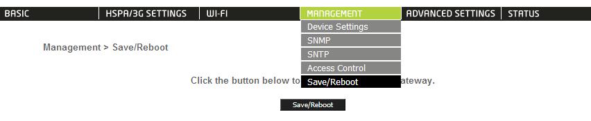 5.5 Save and Reboot This function saves the current configuration settings and reboots your Router.