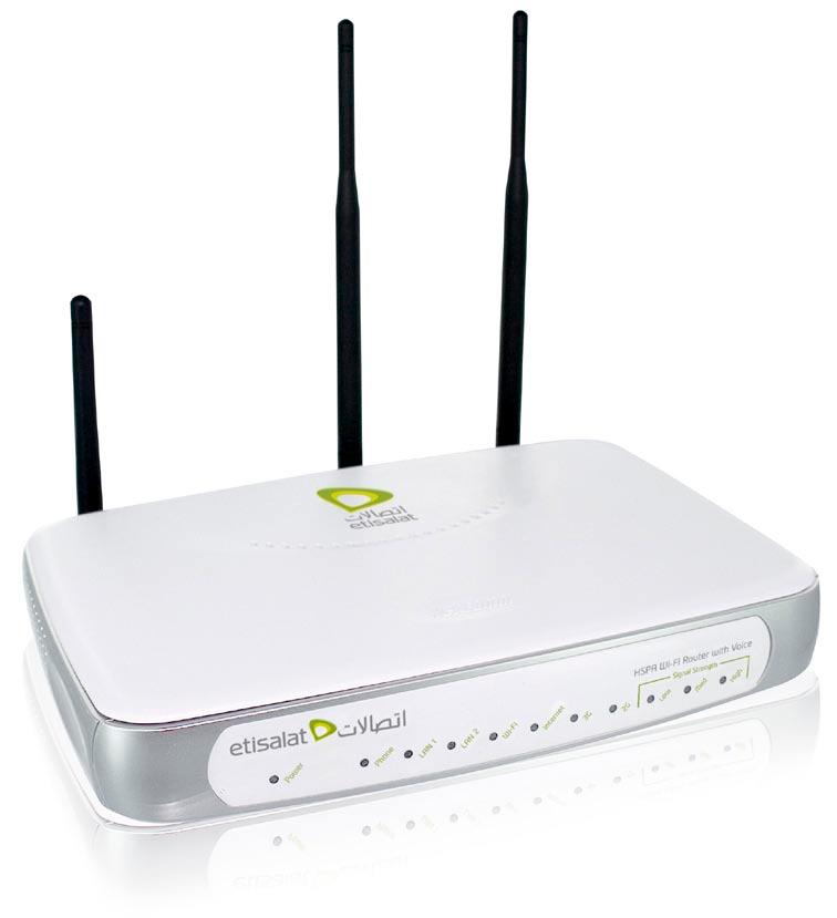With the increasing popularity of the 3G standard worldwide, the Etisalat HSPA WiFi Router with Voice provides you with triple-band coverage through expanding cellular networks throughout the world.