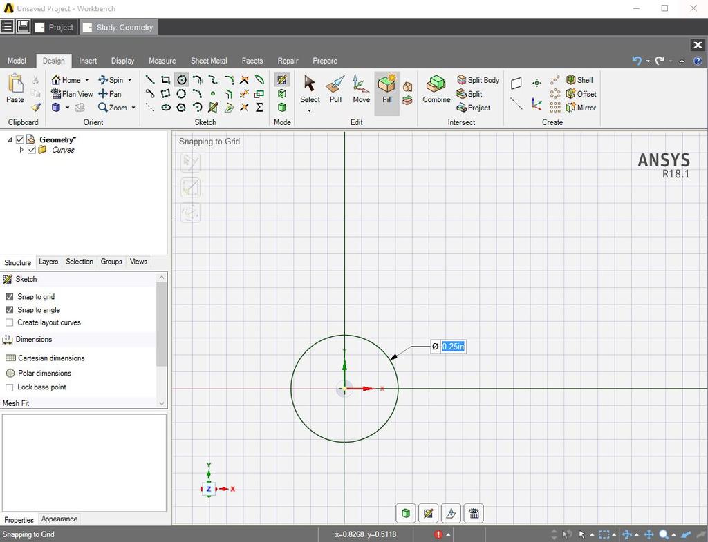 Right click in the empty white space and choose Select New Sketch Plane, then click on the grid that appears, so that the plane we are sketching on will be on the XY-plane.