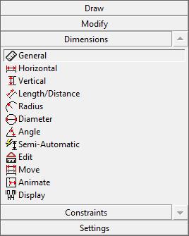 This tool will allow you to define dimensions that you can specify. We need to specify the rectangle's length and width, and the circle's radius.