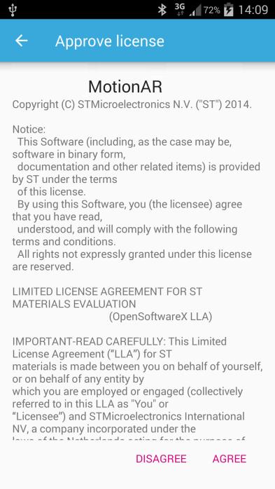 Mobile application 3.5.1 Requesting a license UM1997 BlueMS keeps a copy of licenses that have already been requested so you do not have to request them again.