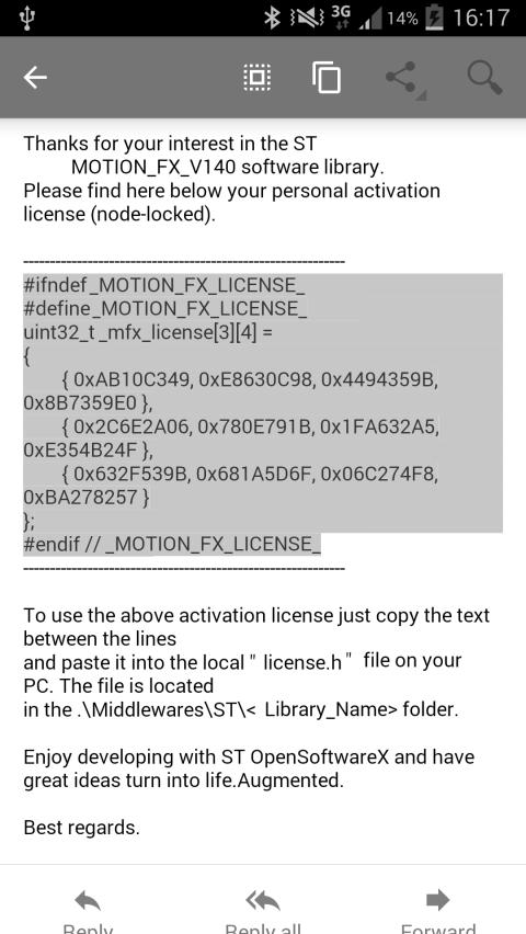 3.5.2 Uploading the license Mobile application 1 Press the Upload button to upload the license to the device.