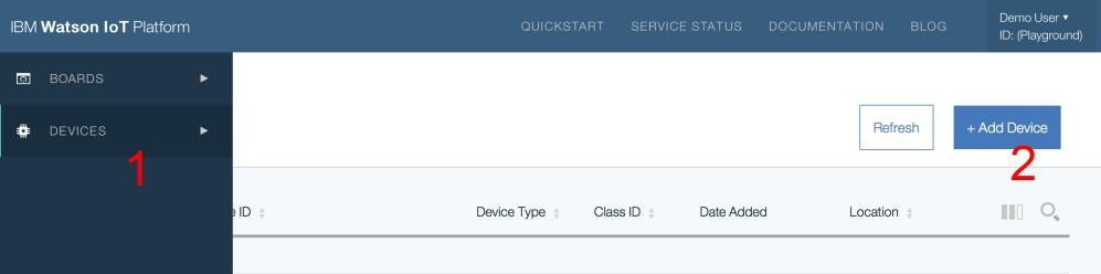IBM Watson IoT 5 IBM Watson IoT 5.1 Register a device It is possible to register a device in demo mode to test IBM cloud services.