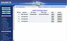 The WAN Configuration Tab This window displays the settings of WAN connections that are available.