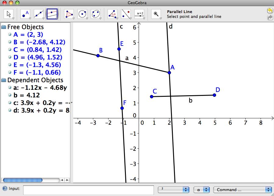 To create a ray, choose the Ray through Two Points tool (which is in the drop down list below the picture of a line; click where you want it to begin, and then click again to show GeoGebra which
