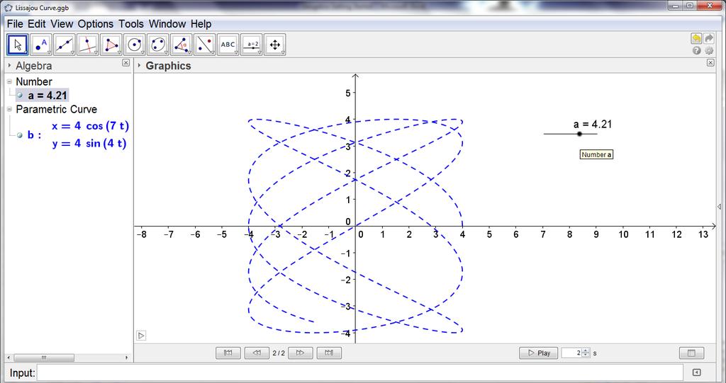 Parametric Curves To define a curve parametrically use the command Curve in the input bar.