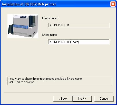 The share printer can set after the installation. Printer Printer model USB 8.