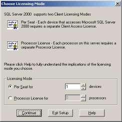 MS SQL Server 2000 Installation - Choose Licensing Mode Appendix A Installing MS SQL Server 2000 SOFTEK 17.