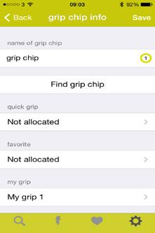 Selecting my grip will allow you to select a my grip option to assign to the grip chip.