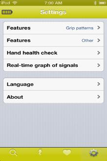 On the settings screen, tap Features Grip patterns to access the full set of grips available