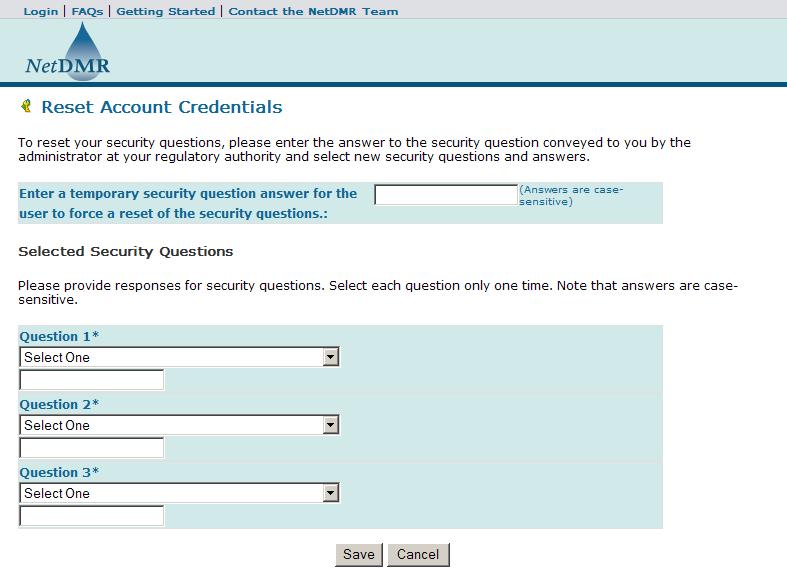 Enter a temporary security question answer for the user to force a reset of the security questions from the list and type an answer into the box below.