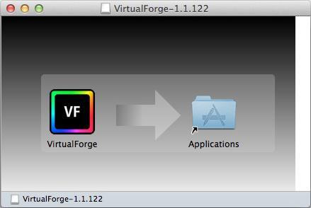 Double-click the disk image icon to create a VirtualForge application shortcut. 3. Drag the VirtualForge shortcut to the Applications folder in Finder. 4.
