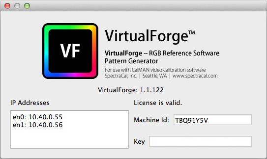 When you receive the license key, copy and paste the key into the Key field on the VirtualForge About page. 4.