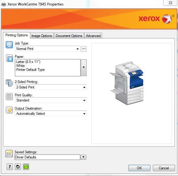 Remote Printing using the Xerox Print Driver The print driver interface gives you quick access to common features of