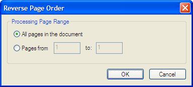 Page 18 of 32 Reversing Page Order Page order can be reversed within a whole document or a specific page range by using "Reverse Page Order" operation.