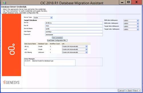 102 Migrate the Dialer 2.4/3.0 database Server Credential Target data tablespace Target index tablespace Description (Oracle only) Select the tablespace where Dialer 4.