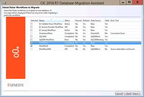 104 Migrate the Dialer 2.4/3.0 database an error message appears.