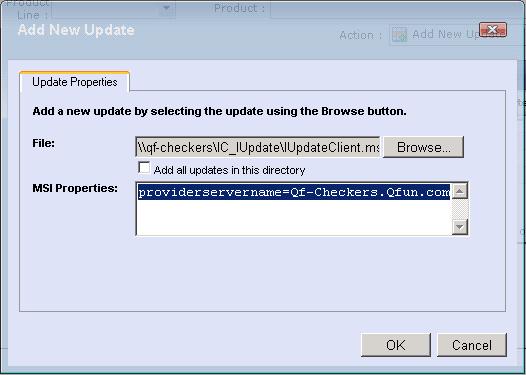 176 Part 1: Client workstation upgrade tasks on Interactive Update Provider 1.0 The \\servername\cic_update\iupdateclient.msi path is added to the File text box in the Add New Update dialog box. 6.