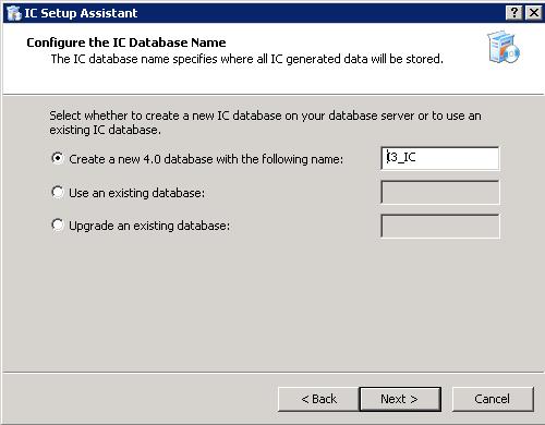 Chapter 5: Prepare the CIC 2015 R1 or Later Server Environment 35 In the Configure the CIC Database Name dialog box, select Create a new CIC database.