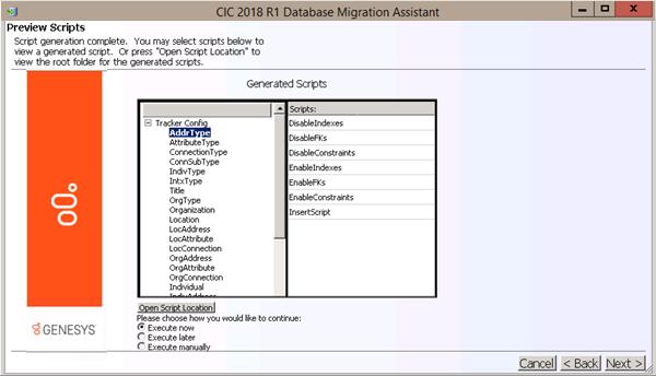 Chapter 9: Migrate the CIC 3.0 Database 83 c. To open the script, double-click the script in the left column. The script displays in your chosen text editor. d. Click X in the upper right corner of the dialog box to close it.