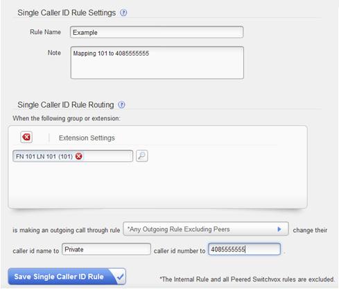 5.2 Extensions/DID Navigate to Setup>Call Routing>Outgoing Calls and select Caller ID. Click on Create Single Rule and provide it a name. Under Single Caller ID Rule Routing select Extension.