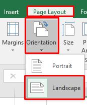 Excel 2016 Intermediate Page 10 You can select either Portrait or Landscape orientation, as illustrated. Try setting the orientation to Landscape.