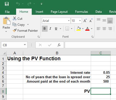 Excel 2016 Intermediate Page 105 Save your changes and close the workbook. PV Function Open a workbook called Functions - PV.