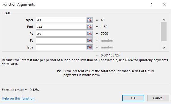 Excel 2016 Intermediate Page 114 Click in the Pmt section of the dialog box and then click on cell A4. NOTE: Then prefix the value with a minus sign (-).