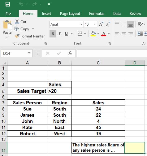 Excel 2016 Intermediate Page 136 =DMIN(A7:C12,C7,C8:C12) Save your changes and close the workbook. DMAX Function Open a workbook called Functions - Dmax.
