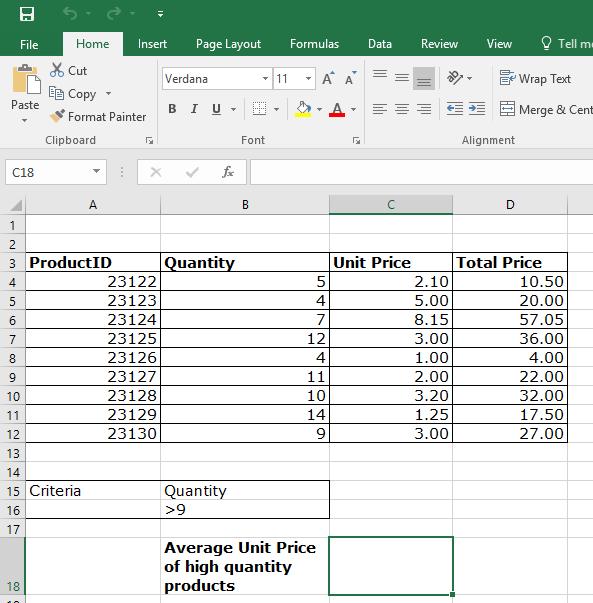 Excel 2016 Intermediate Page 143 =DCOUNT(A7:C12,C7,B4:B5) Save your changes and close the workbook. DAVERAGE Function Open a workbook called Functions - Daverage.