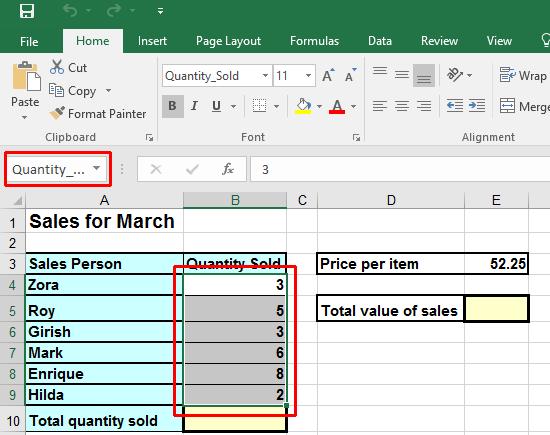 Excel 2016 Intermediate Page 153 Click on cell B10.