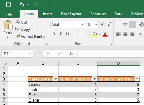 Excel 2016 Intermediate Page 157 Experiment with applying different formatting styles to your data table.