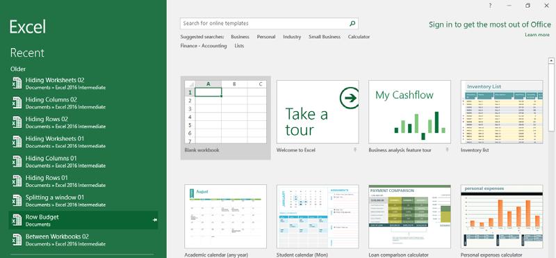 Excel 2016 Intermediate Page 184 Excel 2016 Templates Using templates