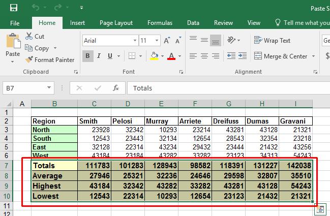 Excel 2016 Intermediate Page 205 Press Ctrl+C to copy the selected range to the Clipboard. Click on cell B13.