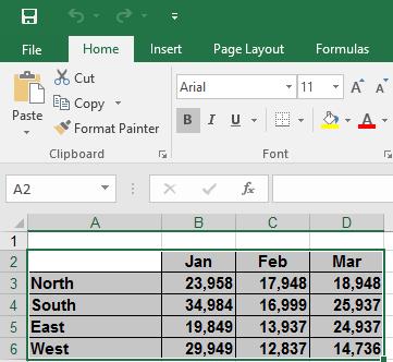 Excel 2016 Intermediate Page 208 Select the cell(s) containing the data you wish to copy to the Clipboard, in this case the range