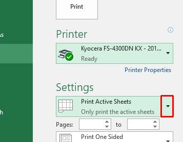 Excel 2016 Intermediate Page 224 Selecting individual worksheets or the entire workbook Within the Settings section of the printer