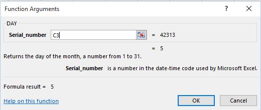 Excel 2016 Intermediate Page 35 Click on the OK button and the current day of the month will be displayed within cell, C6.