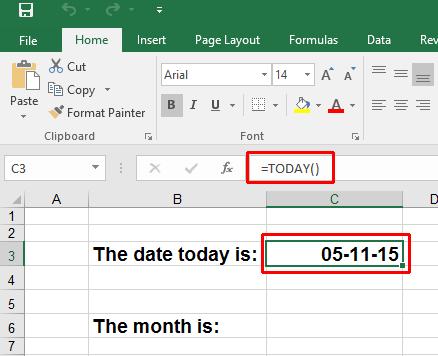 Excel 2016 Intermediate Page 36 Click on the cell into which we want to insert the MONTH function. In this case click on cell C6.