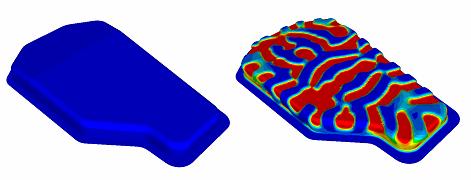 During shape optimization, local changes of the components surface lead to a homogeneous stress distribution on the components surface.