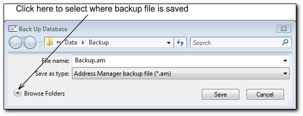 Back Up Database Select Back Up Database from the File Menu to make a copy of your StatTrak Address Manager database. We recommend backing up your data to your hard drive and a USB flash drive.