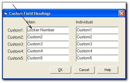 Custom Fields Select Custom Fields from the Tools Menu to change the field headings for up to 5 fields for the main entry and 5 fields for the individual entry.