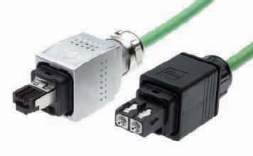 installation space than a M12 connector. The RJ45 variant for copper conductors and the LC variant for FOCs are available as modules for data connectors.
