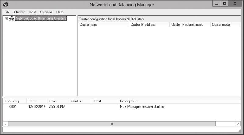 Configuring Network Load Balancing 5 Figure 1-1 Opening the Network Load Balancing Manager 3. Right-click Network Load Balancing Clusters and click New Cluster. The New Cluster: Connect Wizard opens.
