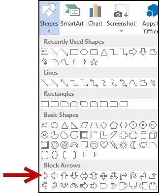 3. A dropdown window will appear with a library of shapes to choose. Click on a shape to select it (See Figure 25). Figure 25 - Select a Shape 4.